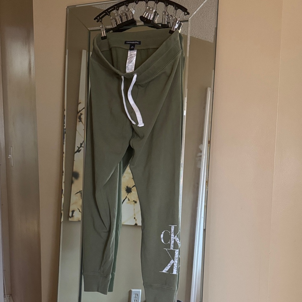 Calvin Klein Kids Green Joggers with Logo